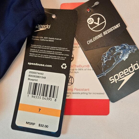 SPEEDO Girl's Swimsuit One Piece Closed Racerback Sz: 7 Blueprint - Picture 6 of 8